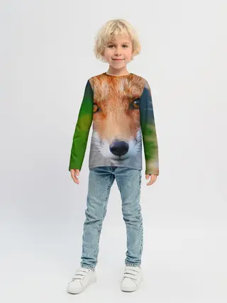 Детский лонгслив / Крупно мордочка лисы