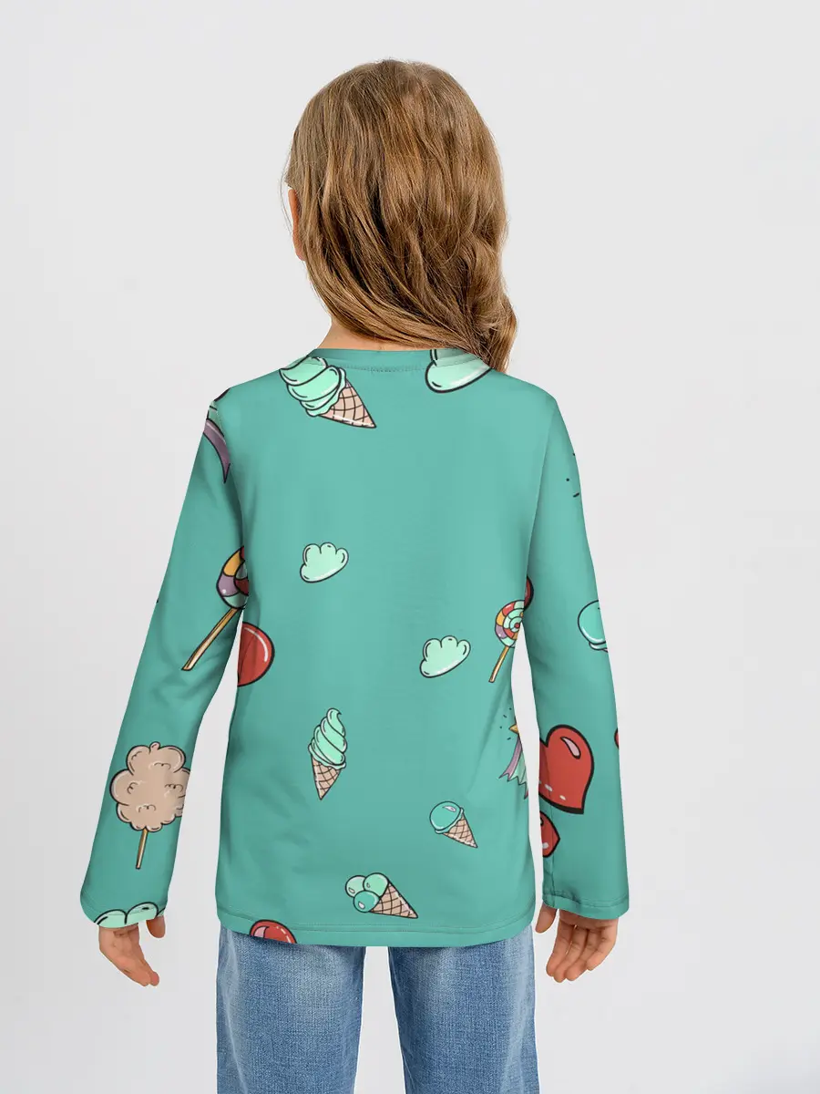 Детский лонгслив / Единорог с мороженкой