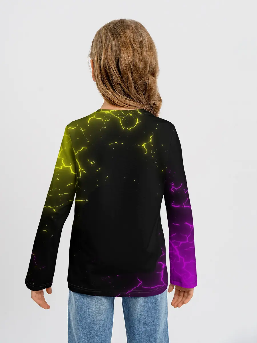 Детский лонгслив / PUBG RETRO NEON / ПАБГ НЕОН