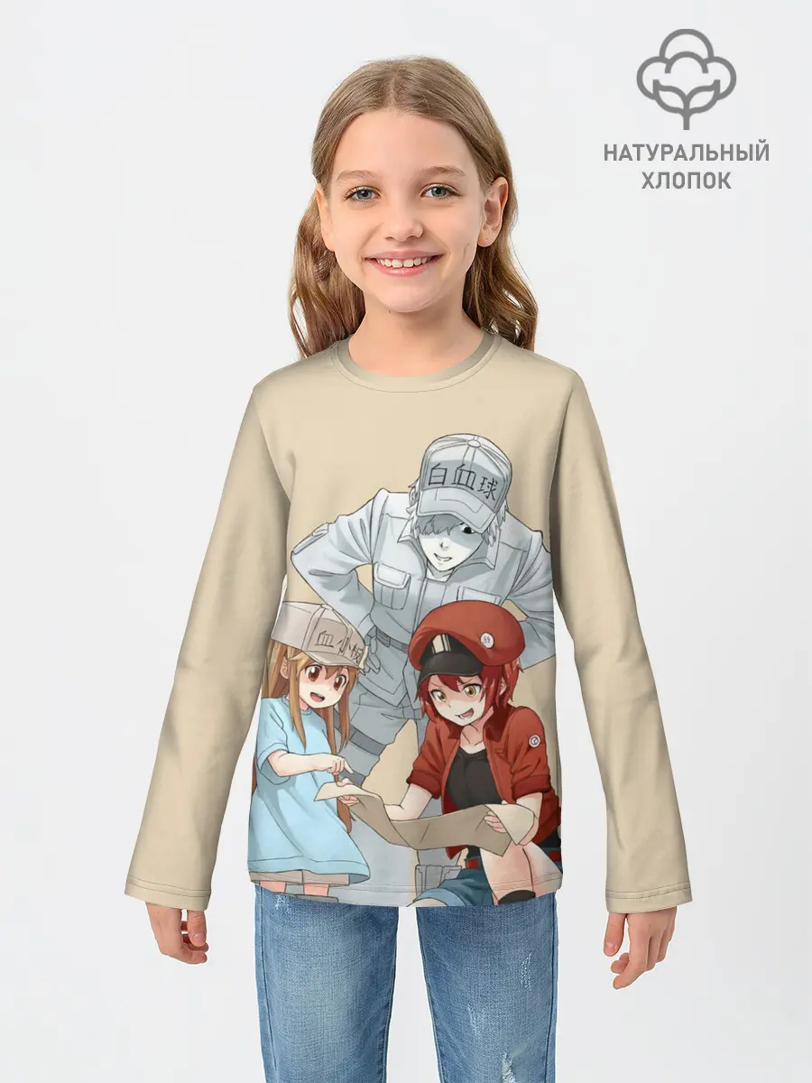 Детский лонгслив / Клетки за работой