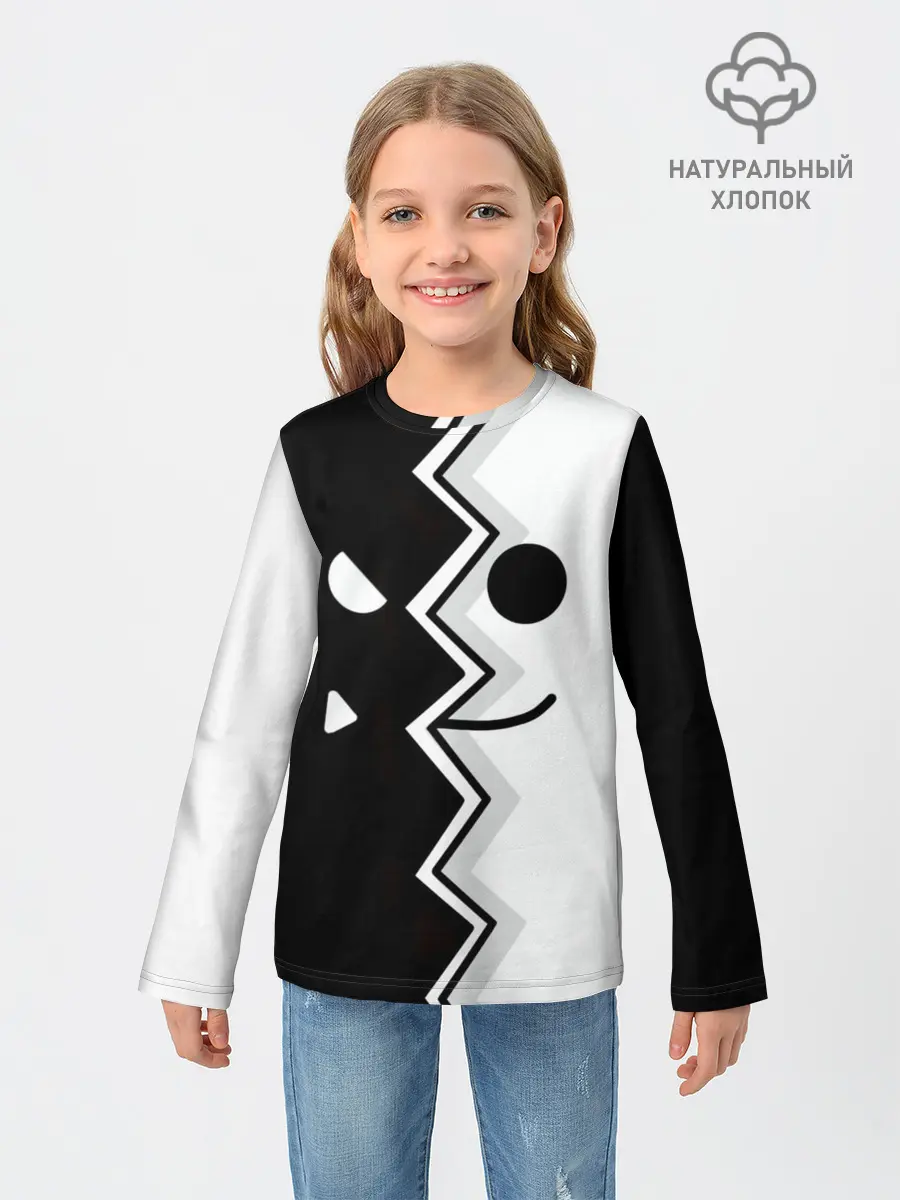Детский лонгслив / Geometry Dash