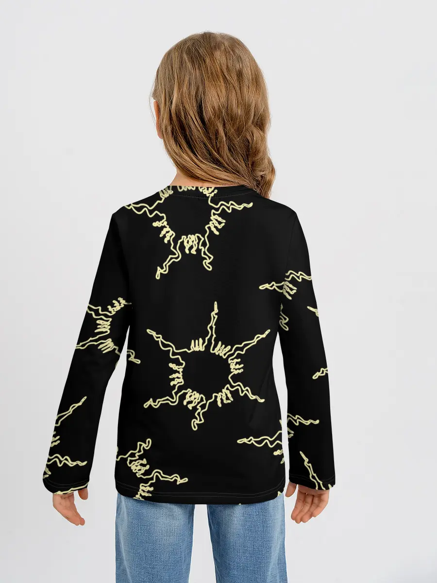 Детский лонгслив / чёрное солнце