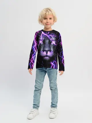Детский лонгслив / НЕОНОВЫЙ ЛЕВ / NEON LION