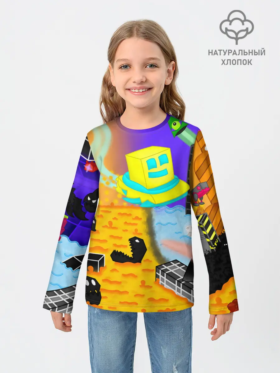 Детский лонгслив / Geometry Dash | RobTop