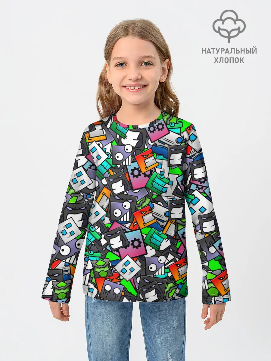 Детский лонгслив / Geometry Dash | Pattern