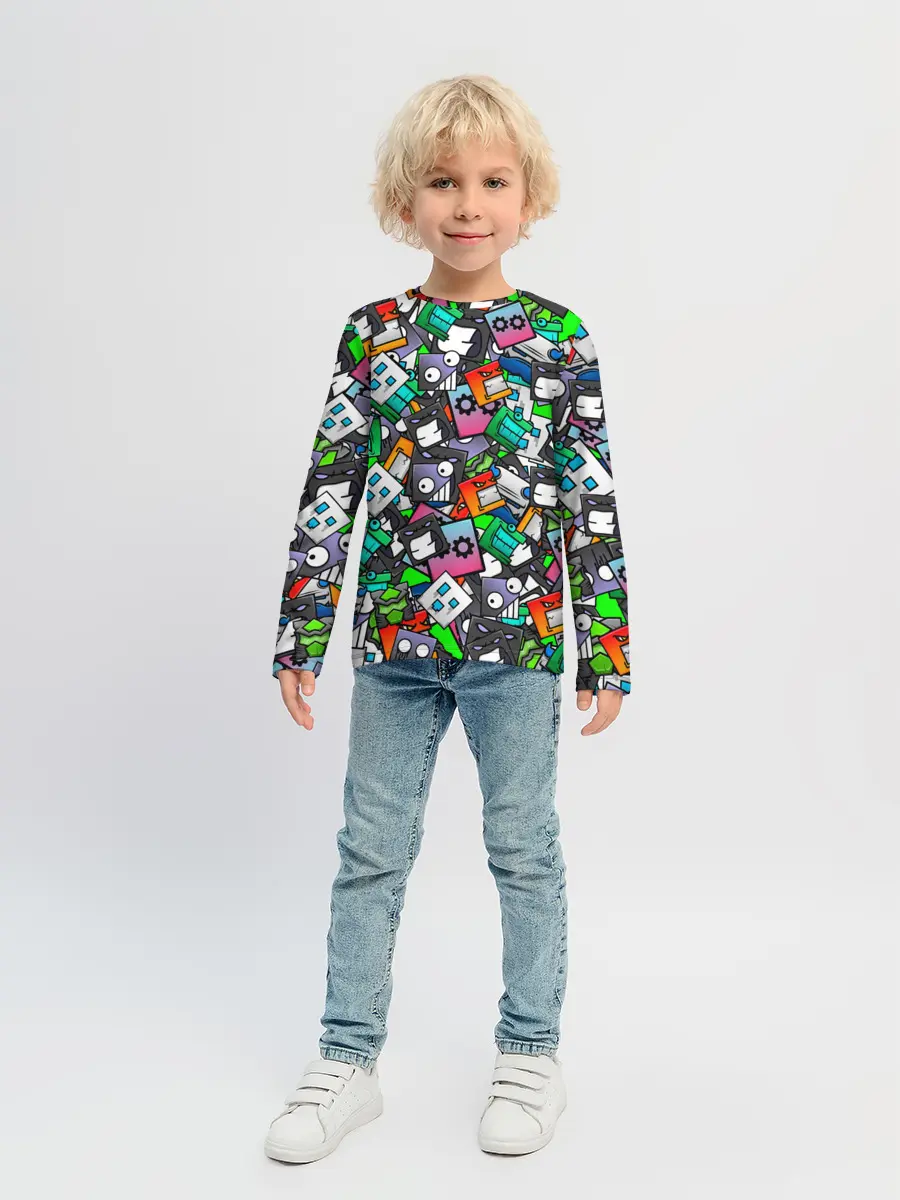 Детский лонгслив / Geometry Dash | Pattern