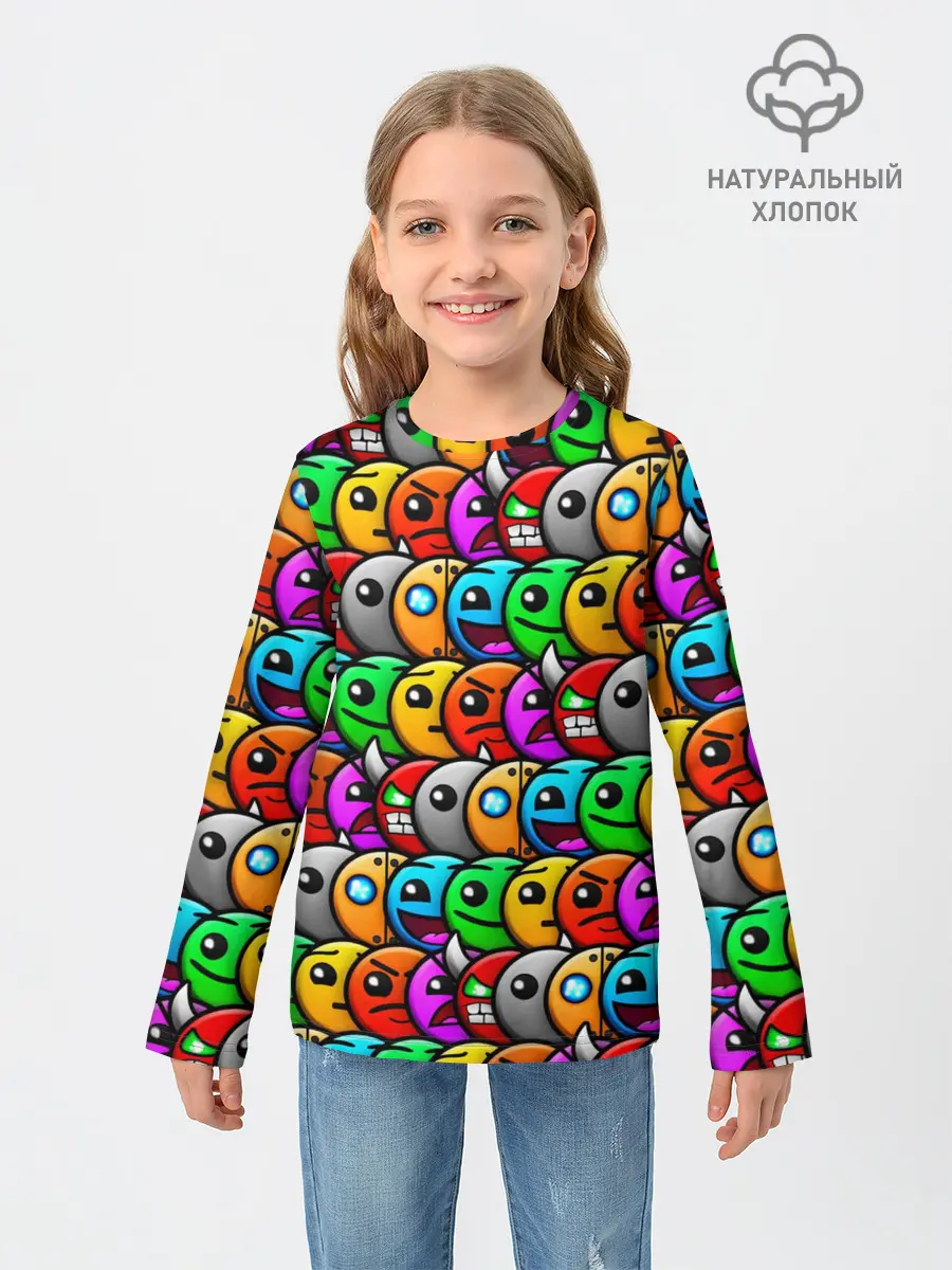 Детский лонгслив / GEOMETRY DASH