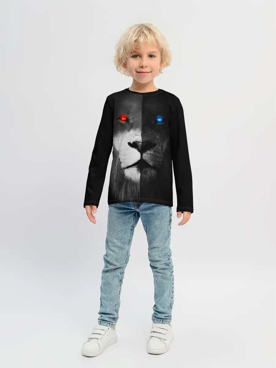 Детский лонгслив / ЛЕВ - НЕОНОВЫЕ ГЛАЗА