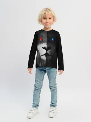 Детский лонгслив / ЛЕВ - НЕОНОВЫЕ ГЛАЗА