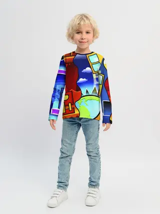 Детский лонгслив / GEOMETRY DASH / ГЕОМЕТРИ ДАШ