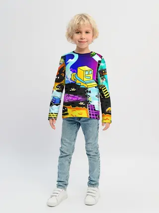 Детский лонгслив / GEOMETRY DASH / ГЕОМЕТРИ ДАШ