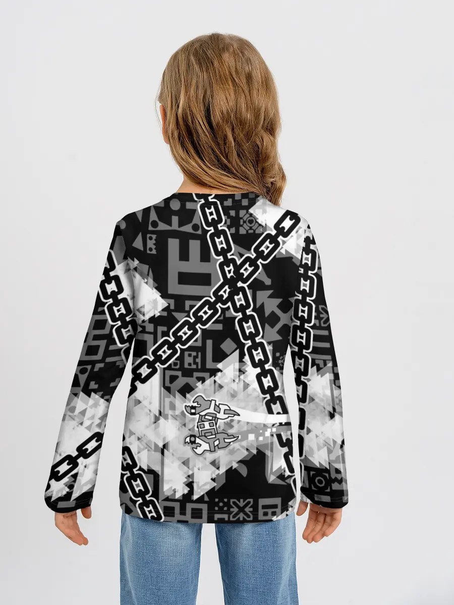 Детский лонгслив / Geometry Dash