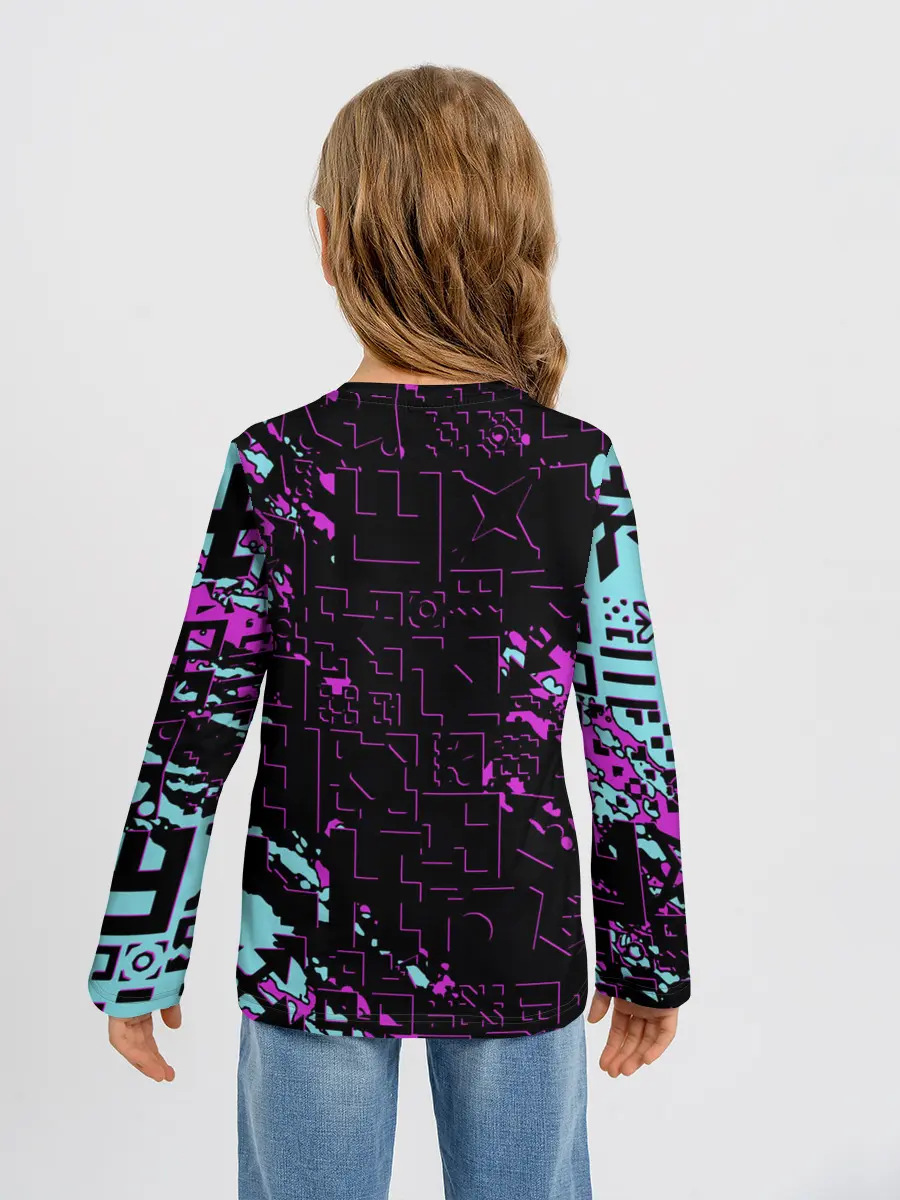 Детский лонгслив / Geometry Dash