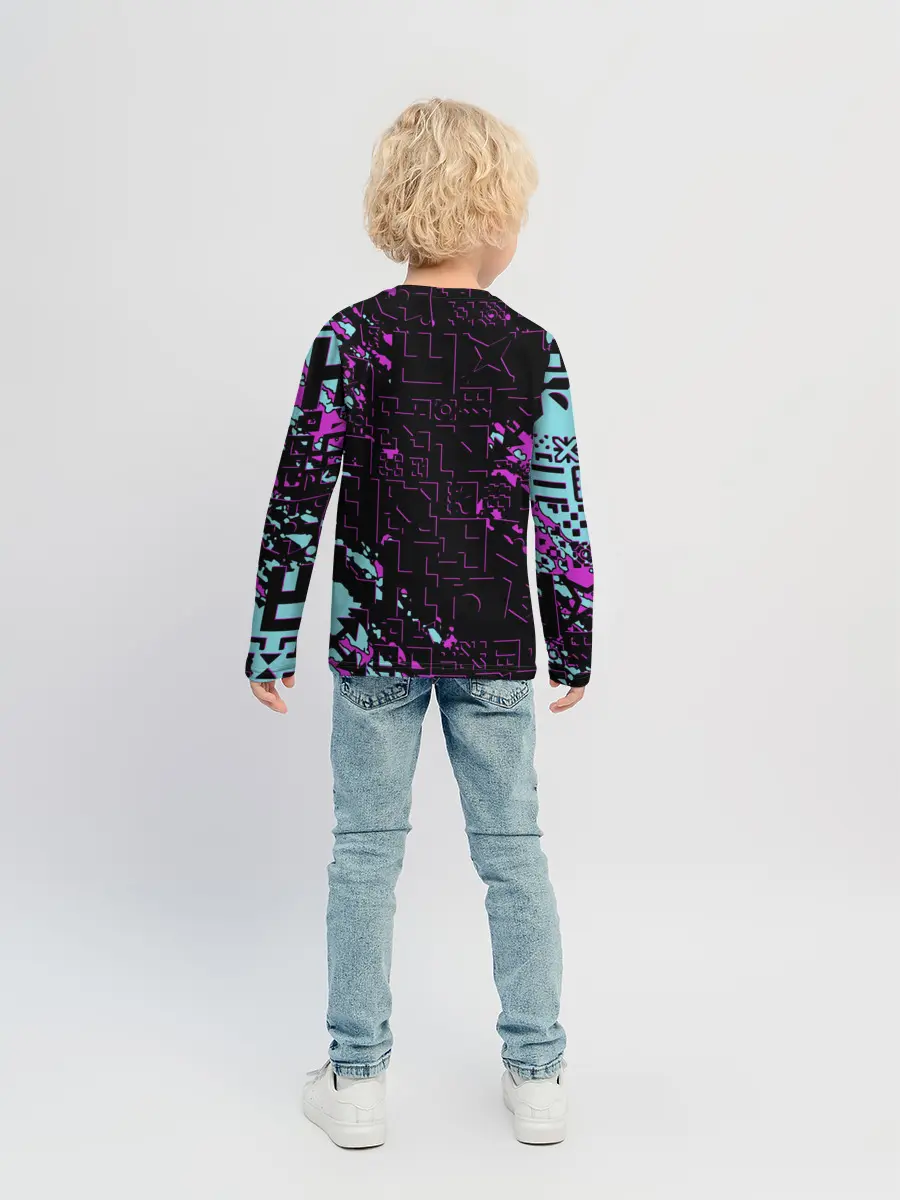 Детский лонгслив / Geometry Dash