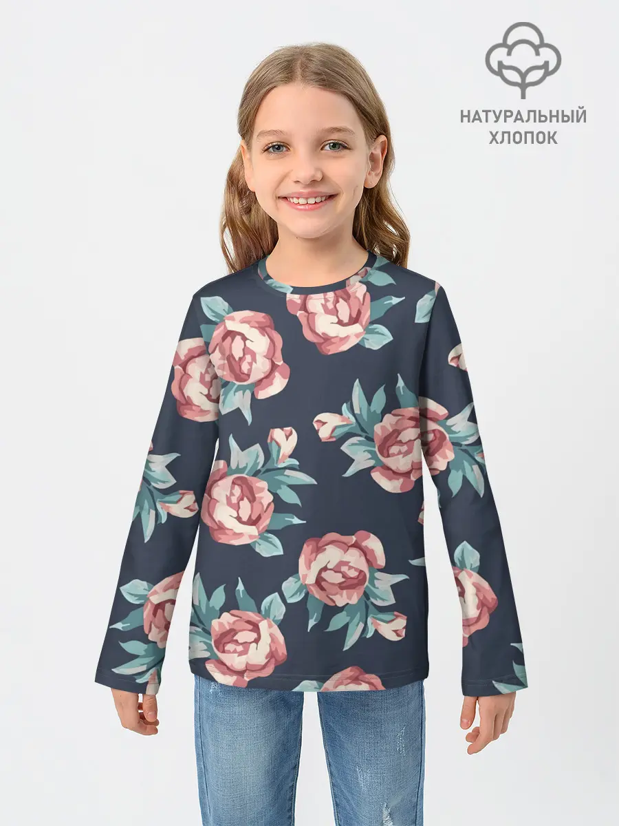 Детский лонгслив / Розы