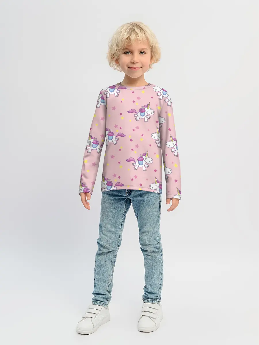 Детский лонгслив / Единороги | Звёздочки