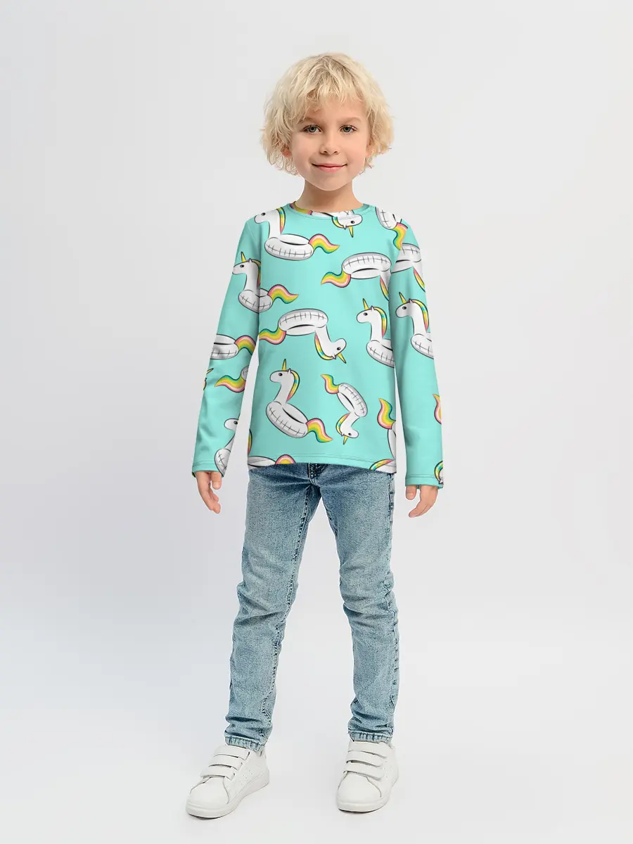 Детский лонгслив / Единорог | Круг