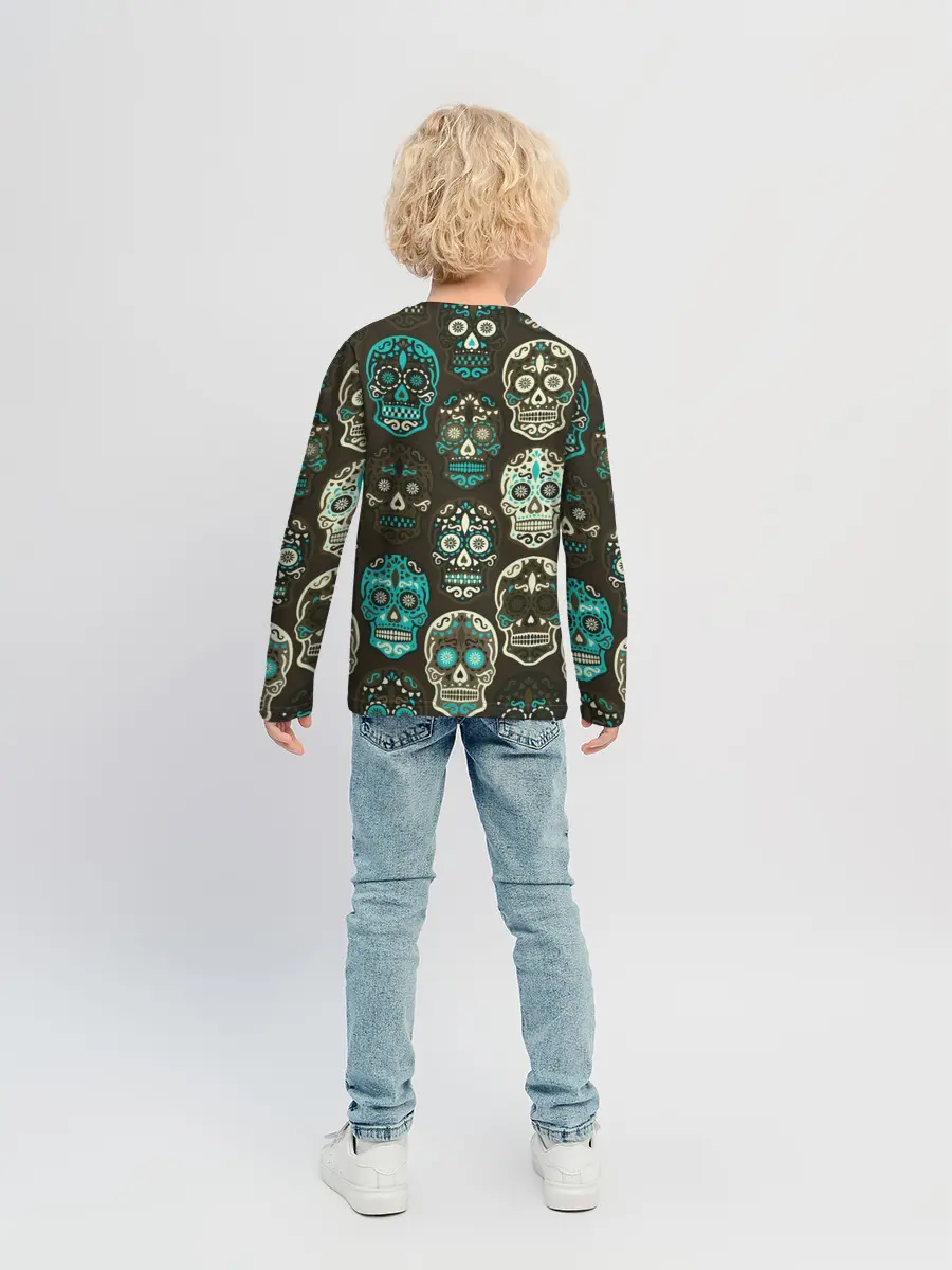 Детский лонгслив / Черепа с узорами