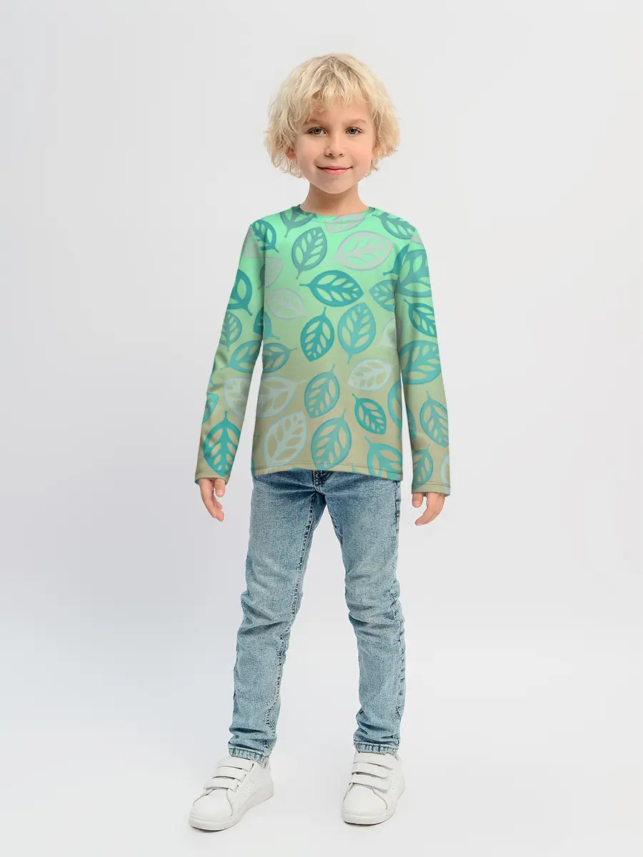 Детский лонгслив / узор из листиков