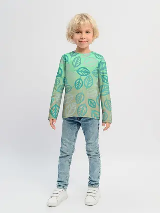 Детский лонгслив / узор из листиков
