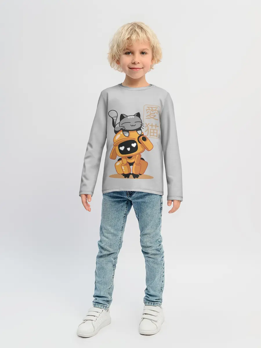 Детский лонгслив / Cat and Robot