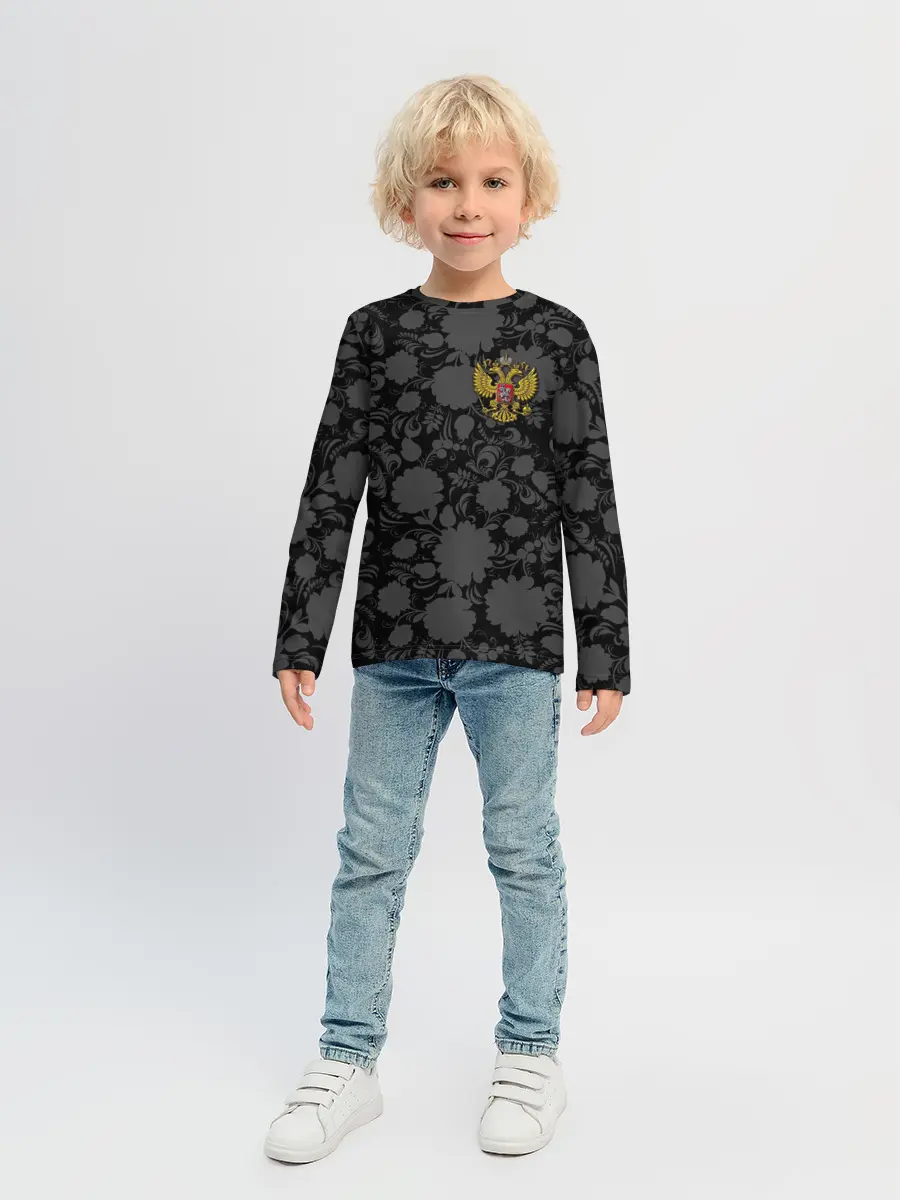 Детский лонгслив / Герб России Хохлома