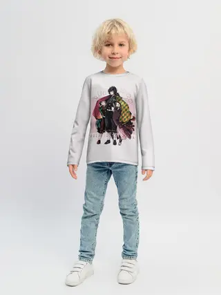 Детский лонгслив / Гию оберегает Танджиро и Незуко