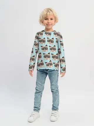 Детский лонгслив / Грустный котик