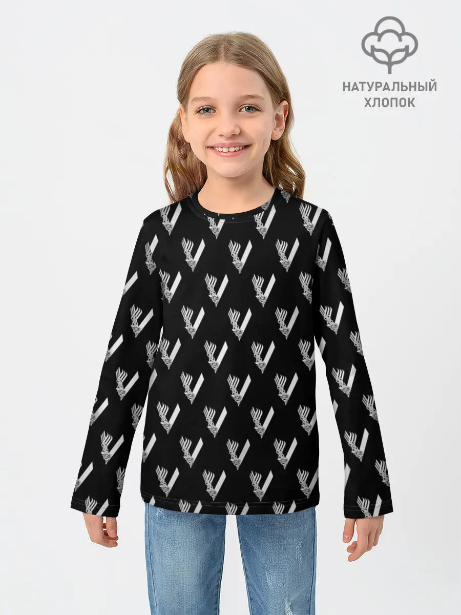 Детский лонгслив / Викинги Лого Паттерн | Vikings Pattern