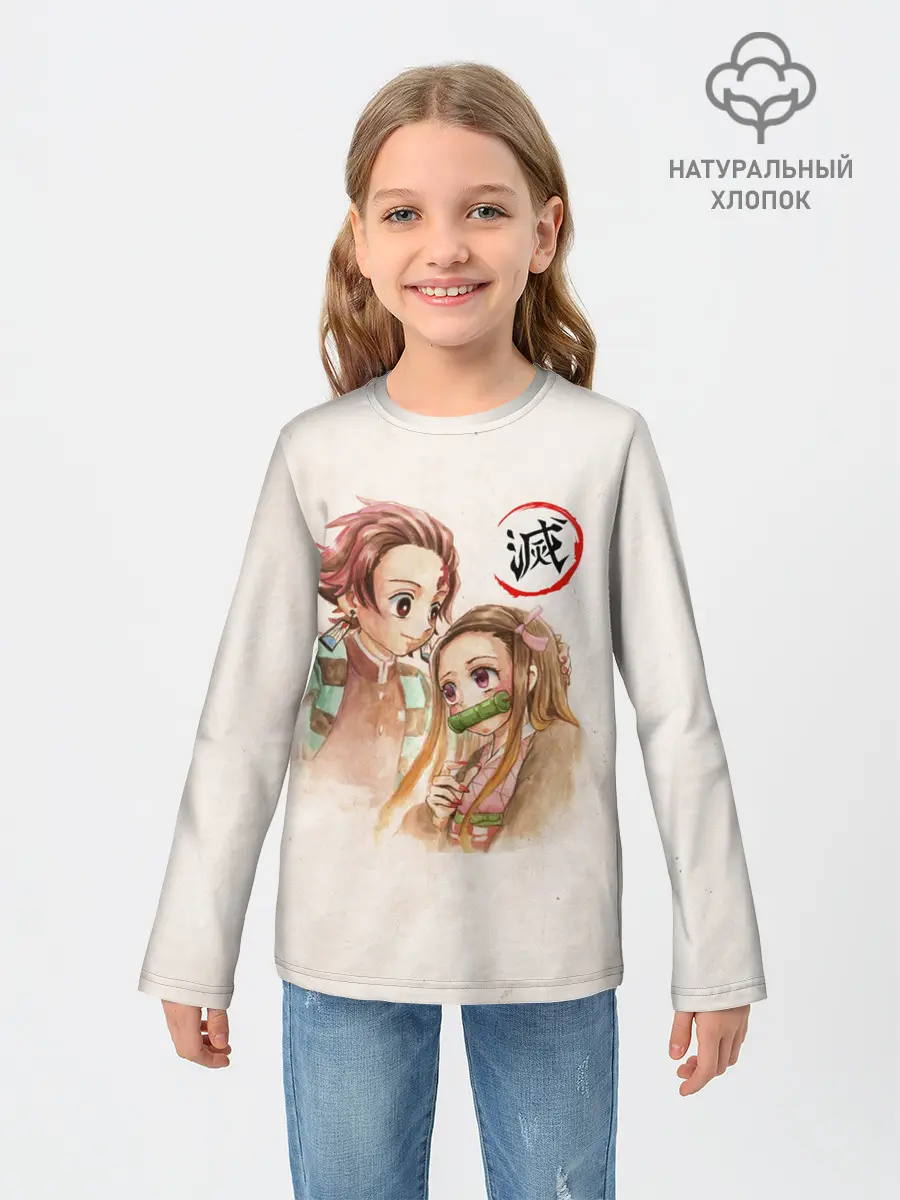 Детский лонгслив / Танджиро и Незуко Kimetsu no Yaiba
