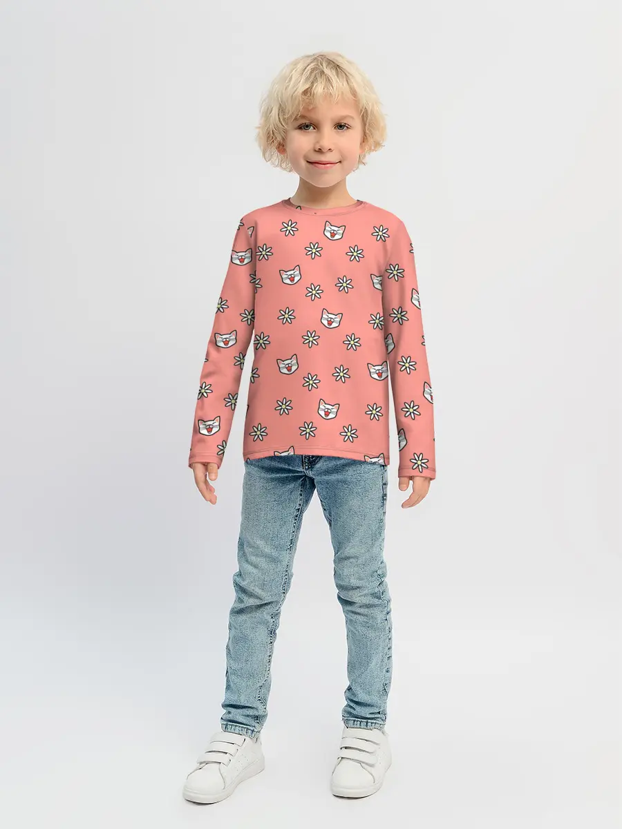 Детский лонгслив / Кошки и цветы