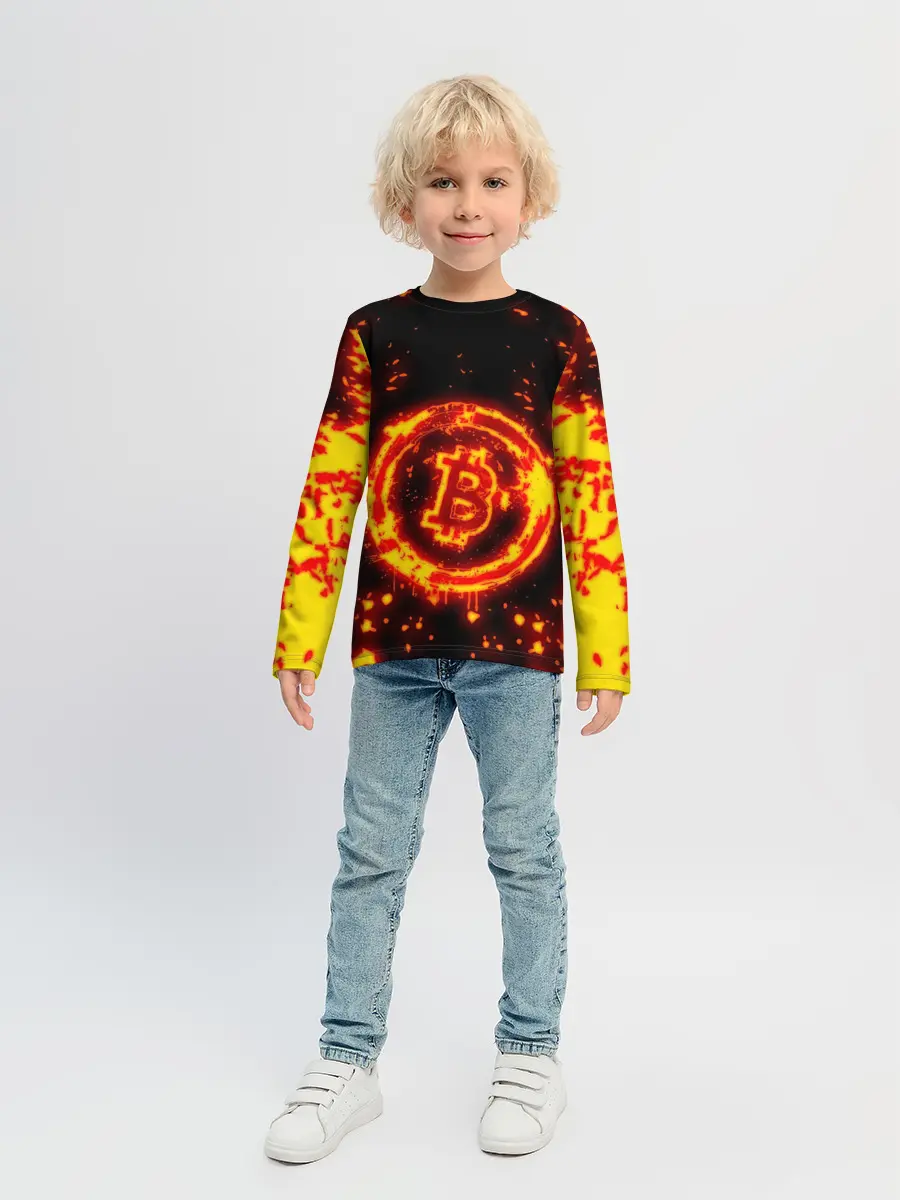 Детский лонгслив / BITCOIN / БИТКОИН / ОГОНЬ