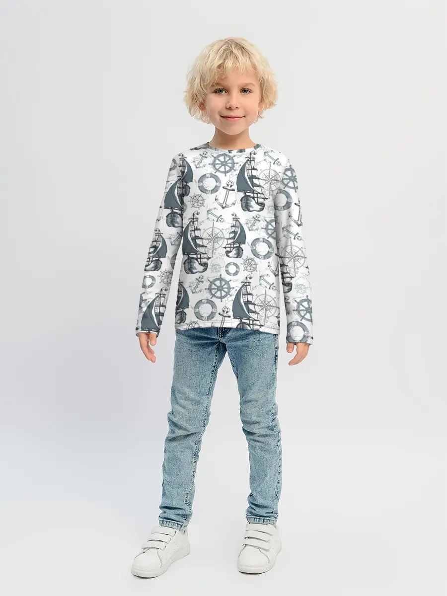 Детский лонгслив / Морской узор Nautical Pattern