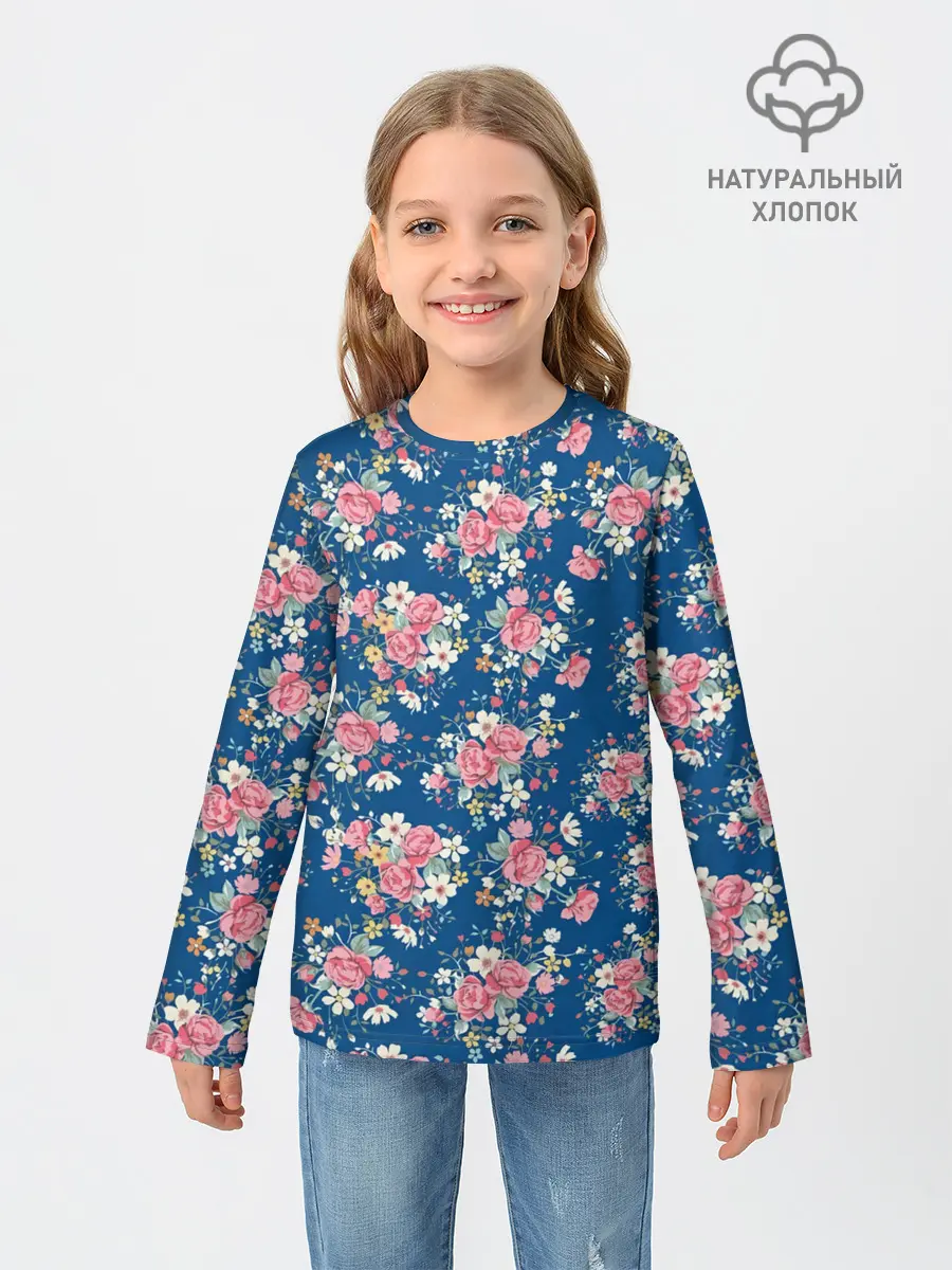 Детский лонгслив / Розы и Ромашки