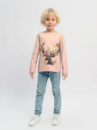 Детский лонгслив / олень рога цветы