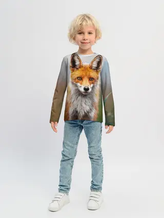 Детский лонгслив / рыжая лисица