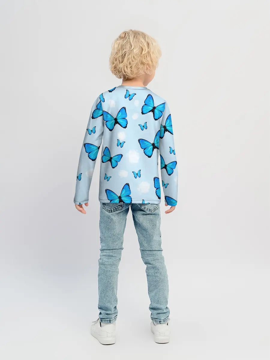 Детский лонгслив / Бабочки с Облаками