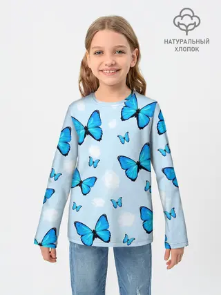 Детский лонгслив / Бабочки с Облаками