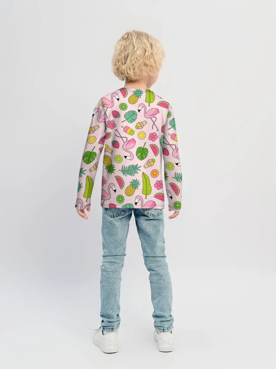 Детский лонгслив / Фламинго | Лето