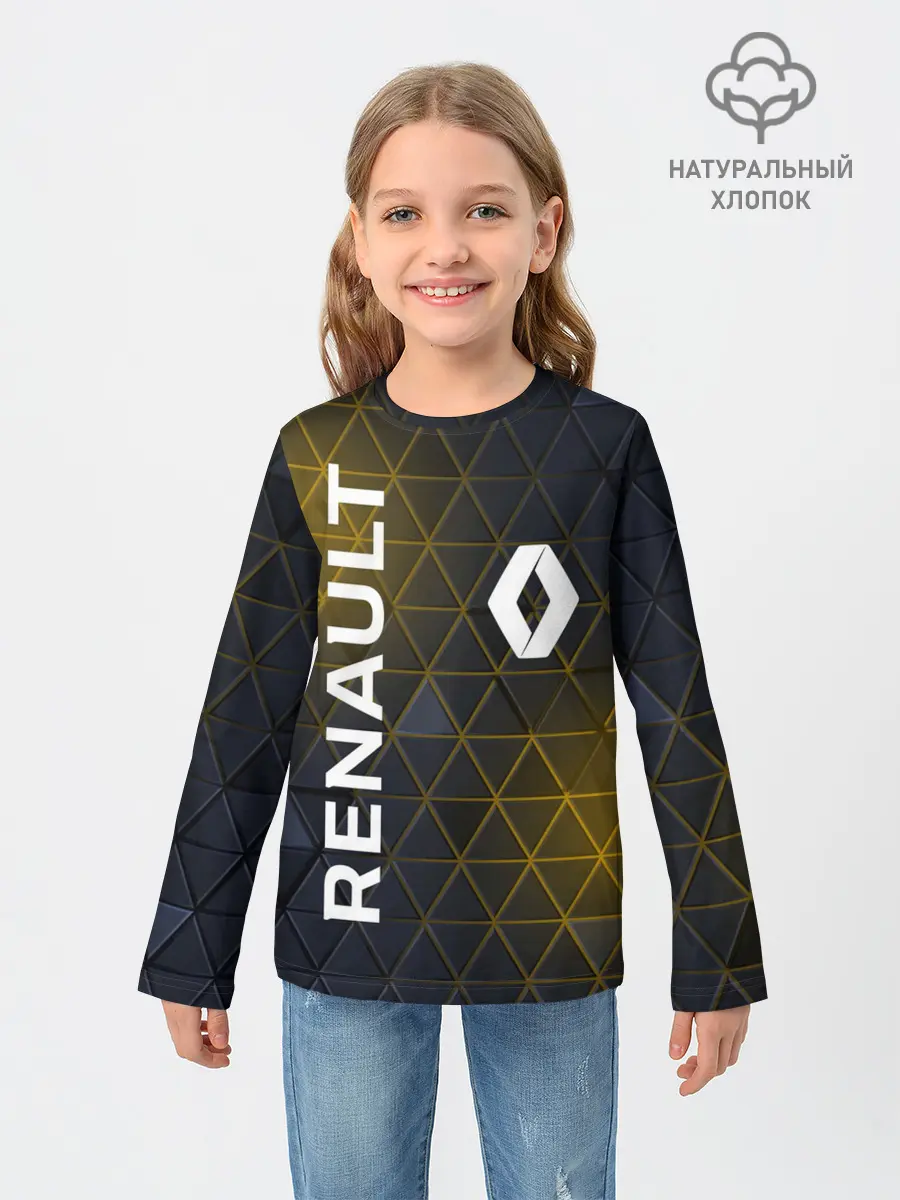Детский лонгслив / RENAULT РЕНО ЖЕЛТАЯ ГЕОМЕТРИЯ