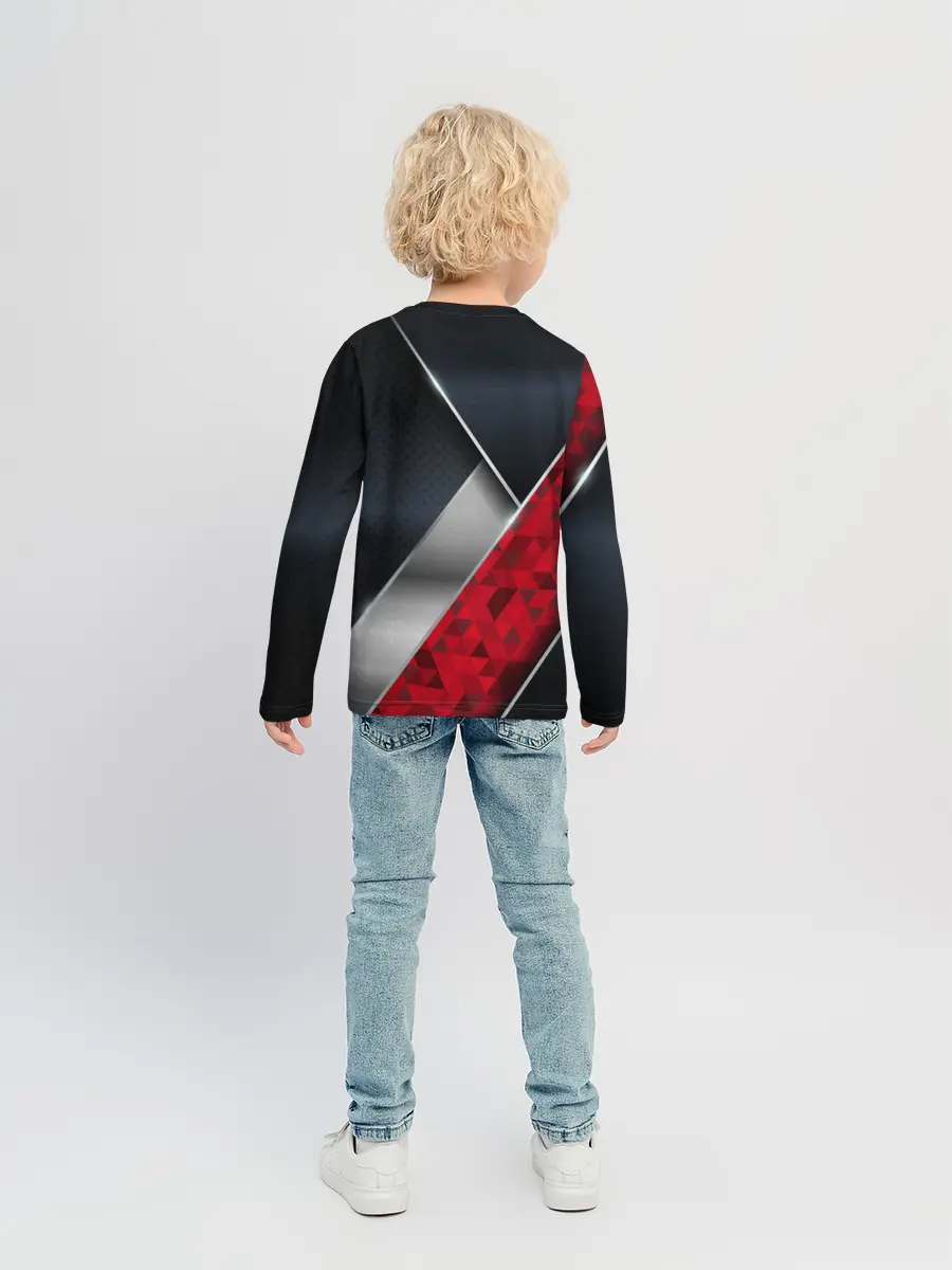 Детский лонгслив / 3D BLACK AND RED METAL