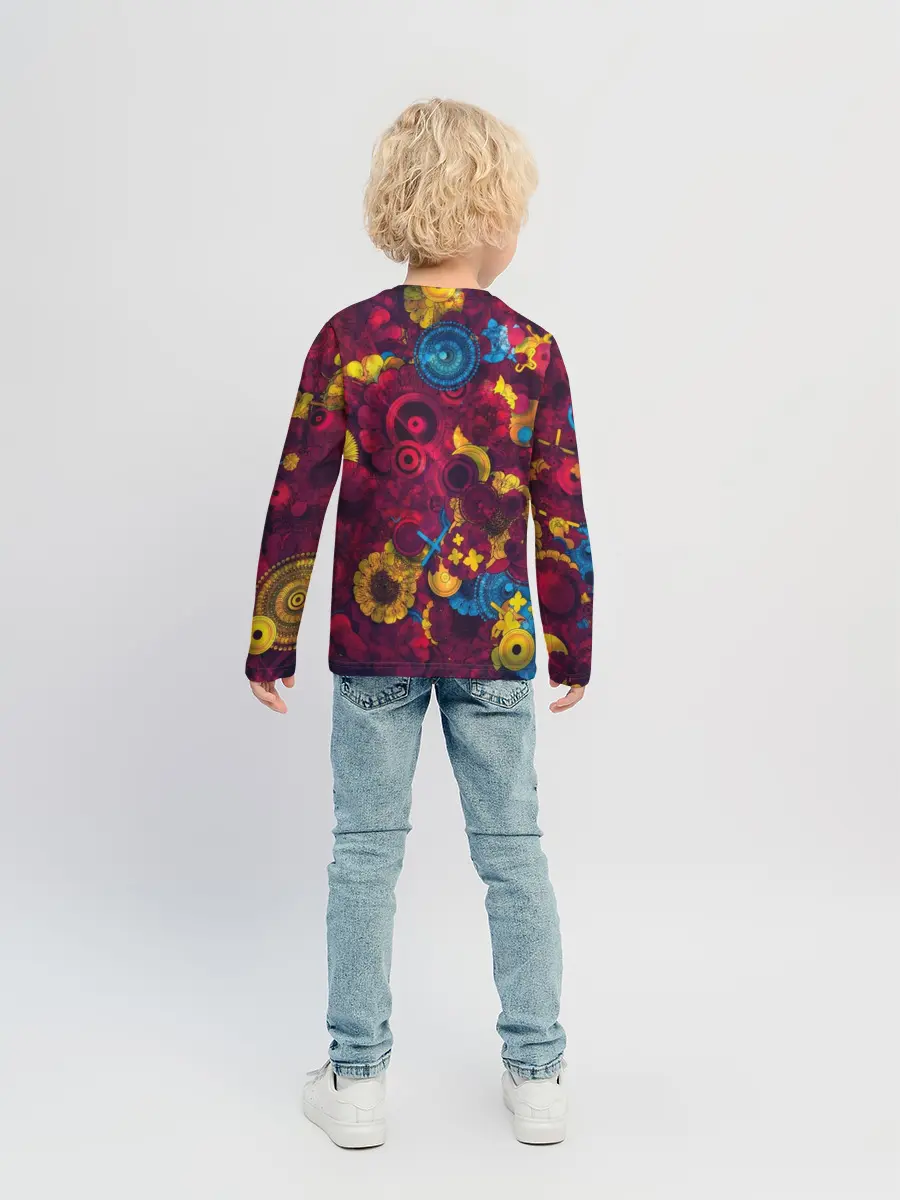 Детский лонгслив / Цветы - шестеренки