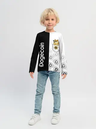 Детский лонгслив / DOGECOIN / DOGE / КАРМАН
