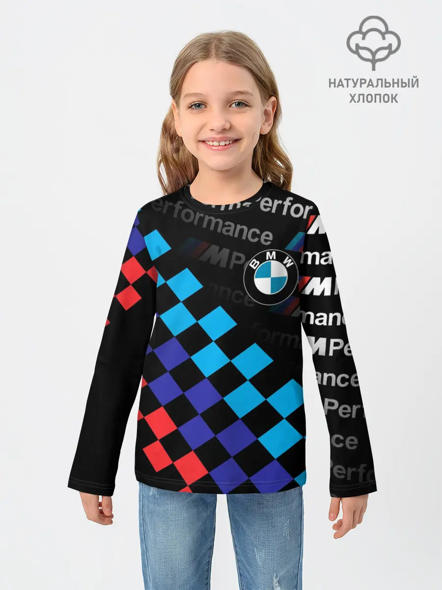 Детский лонгслив / BMW / ФЛАГ/ M PERFORMANCE