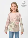 Детский лонгслив / Летний узор цветы птичка