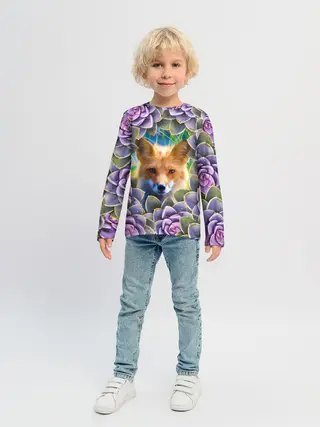 Детский лонгслив / Лиса среди цветов