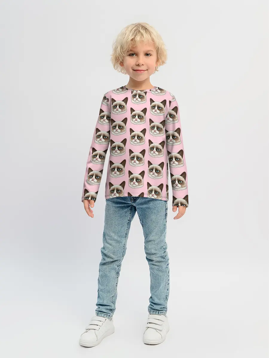 Детский лонгслив / Кот мемасик