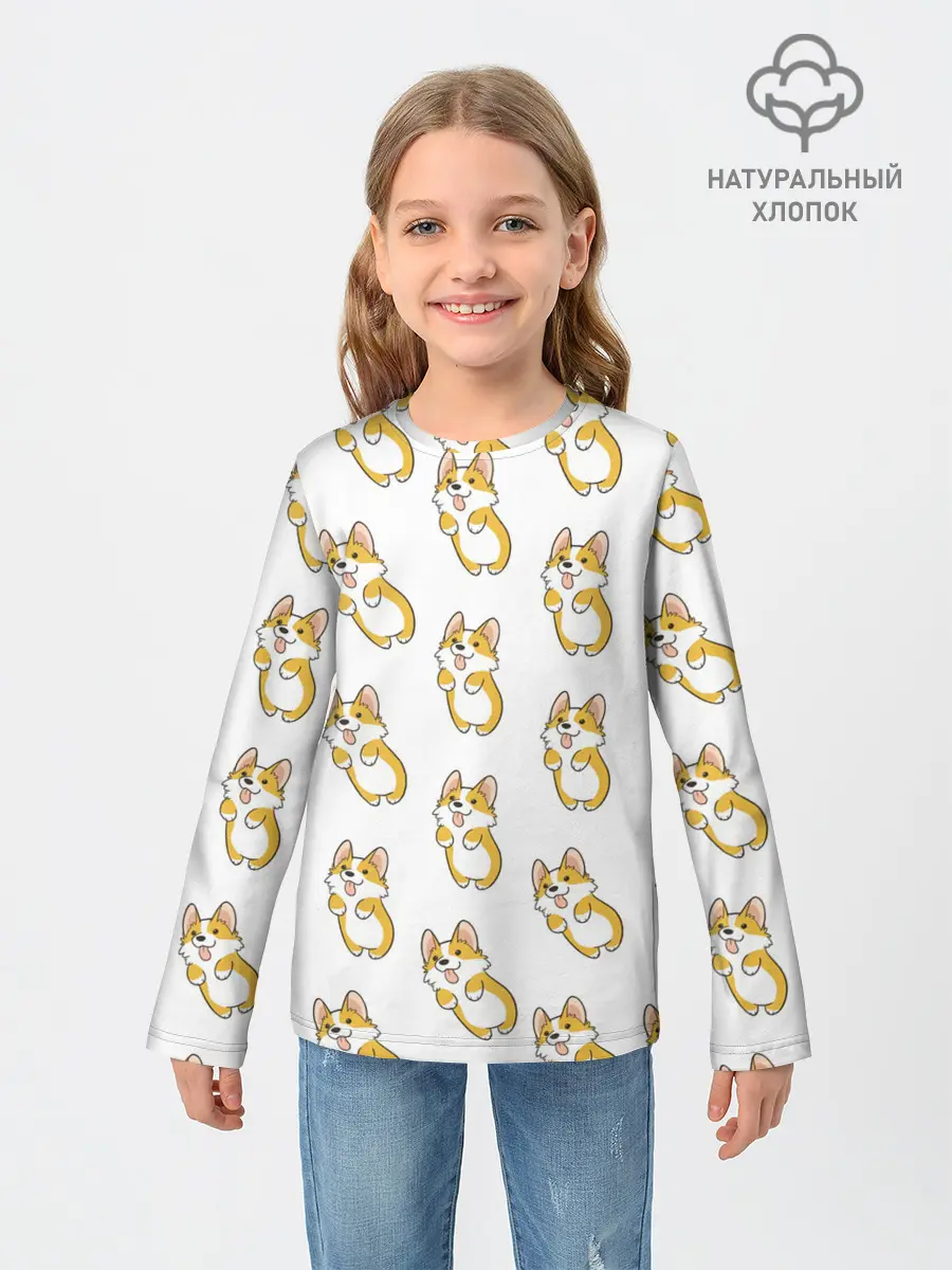 Детский лонгслив / Собаки | Корги