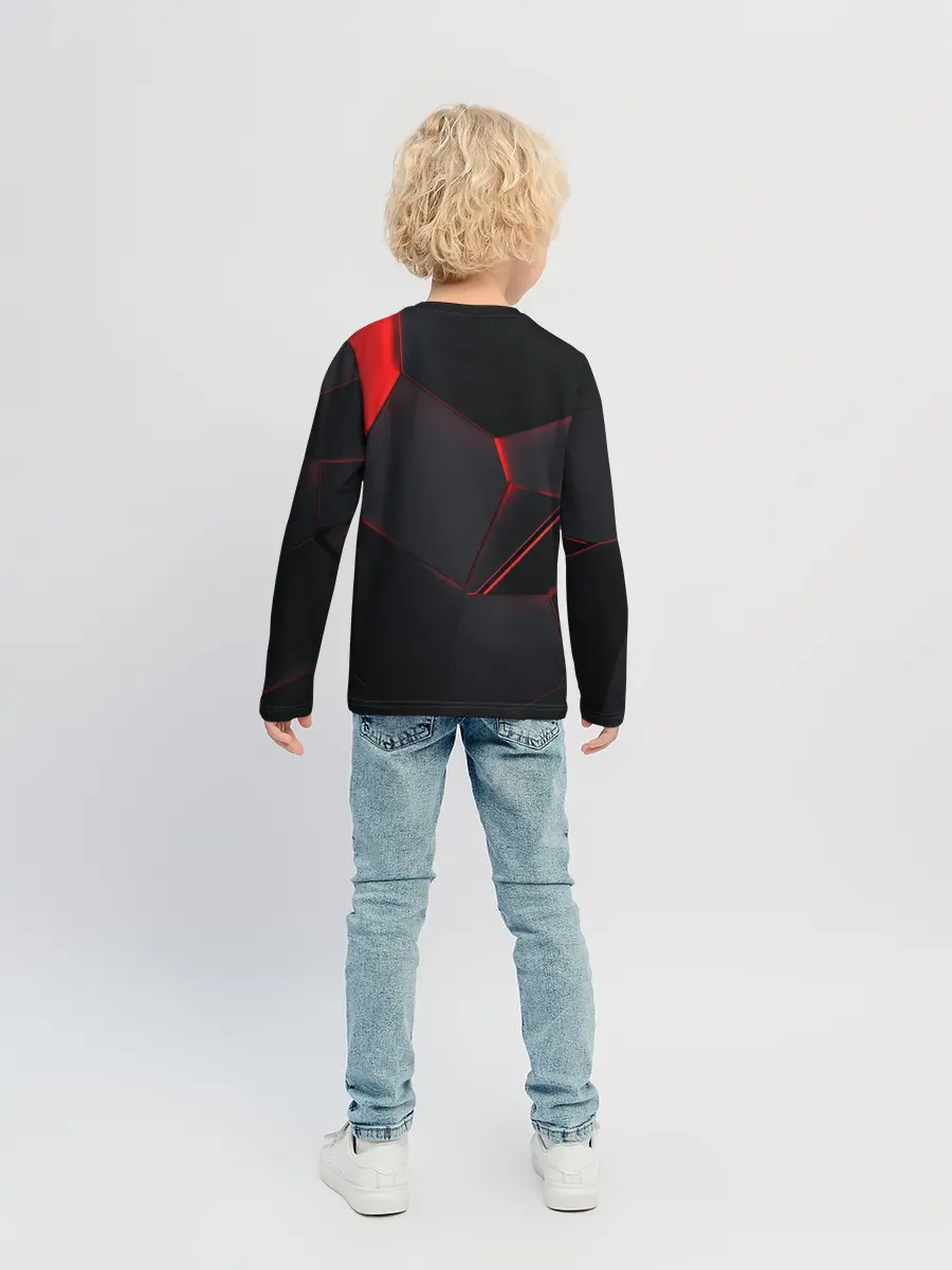 Детский лонгслив / Красные плиты 3D