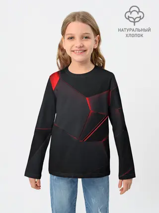 Детский лонгслив / Красные плиты 3D